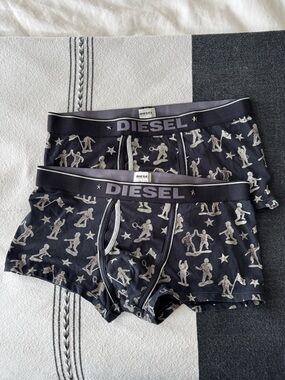 Diesel Black Boxer Briefs with Light Gray Print - Pack of 2 size L